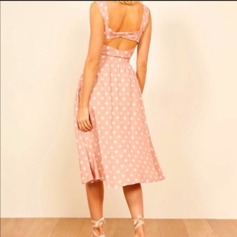 Reformation Lanai Polka Dot Midi Dress